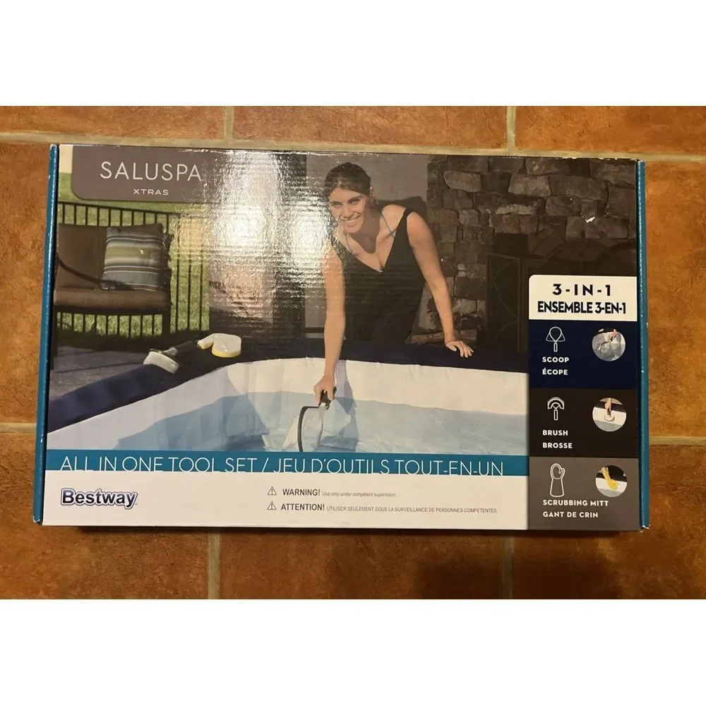 Bestway‎ SaluSpa All In One 3 Piece Cleaning Tool Accessory Set for Hot Tub Spa